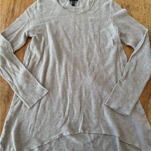 Eileen Fisher Sweater S Cotton Blend Long Sleeve Knit High Low Beige